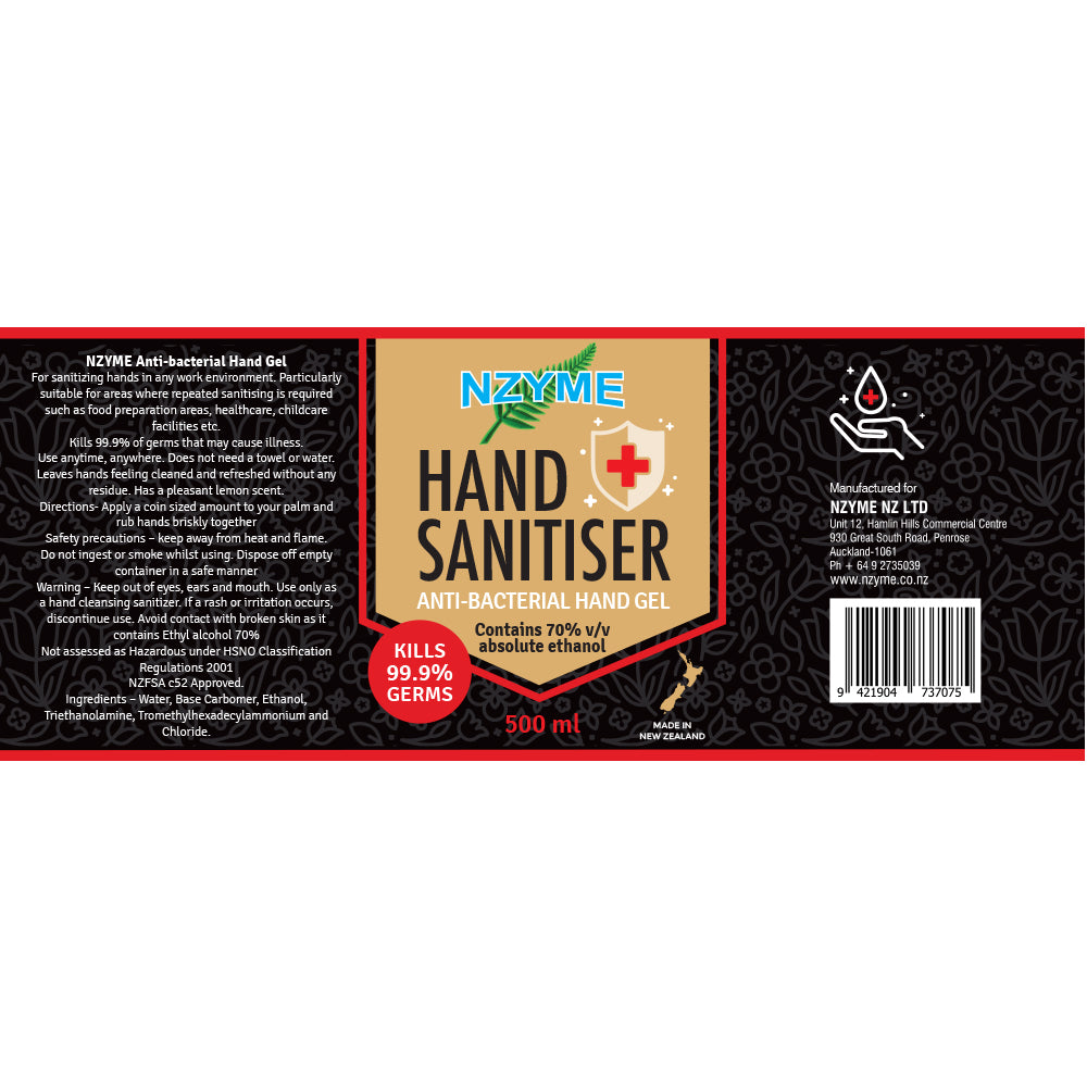 NZYME | Hand Sanitiser 70% Anti Bacterial Hand Gel | 250ml | SALE